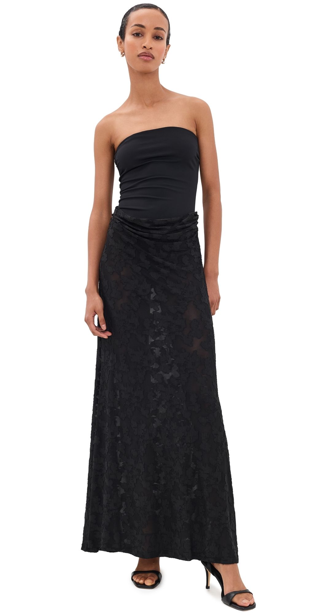Runaway the Label Lakita Strapless Lace Maxi Dress Black M