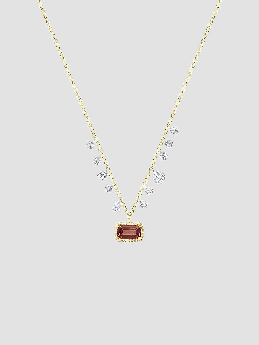 Women's Two-Tone 14K Gold, Pink Sapphire & 0.20 TCW Diamond Pendant Necklace - Yellow Gold - Size 18