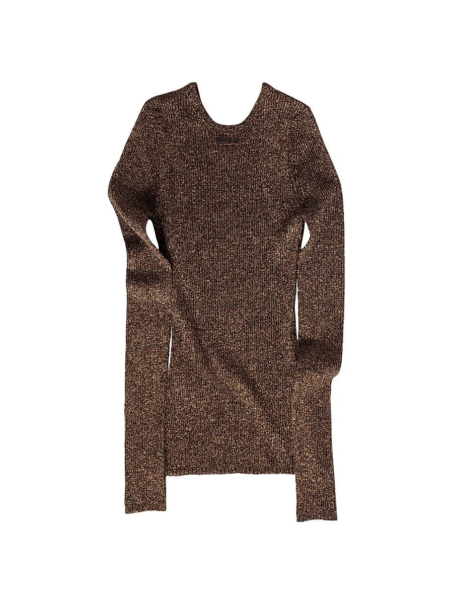 Women's Lamé Crew-Neck Sweater - Brown - Size 6