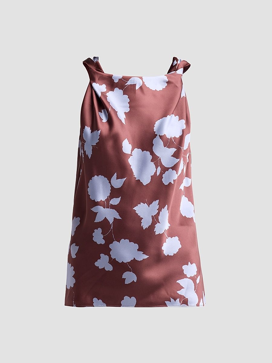 Women's Penny Floral Boatneck Top - Deep Redwood - Size 2