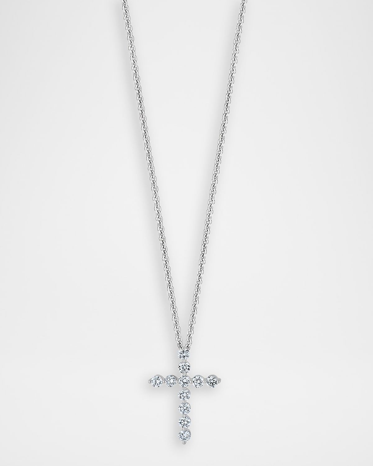 18K White Gold Diamond Cross Necklace, 20"L, 0.66tcw