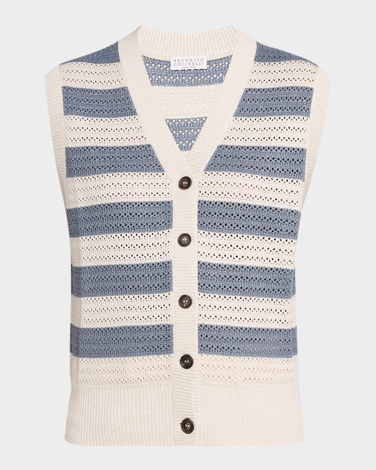 Sparkling Striped Crochet Knit Vest
