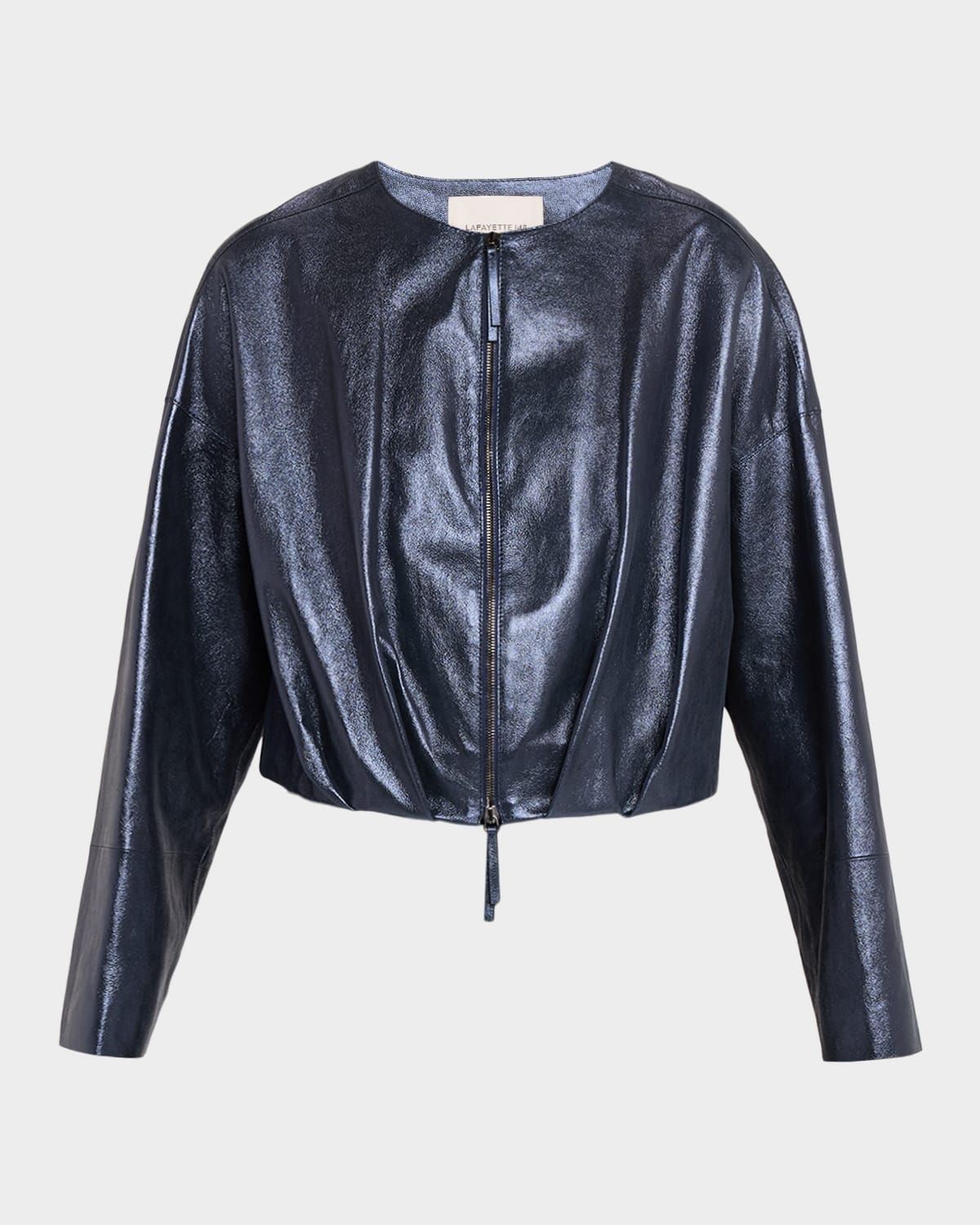 Pleated Metallic Suede Crop Jacket