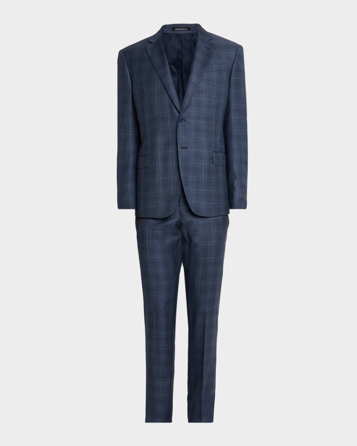 Men & apos;s Wool Super 130s Plaid G Line Suit