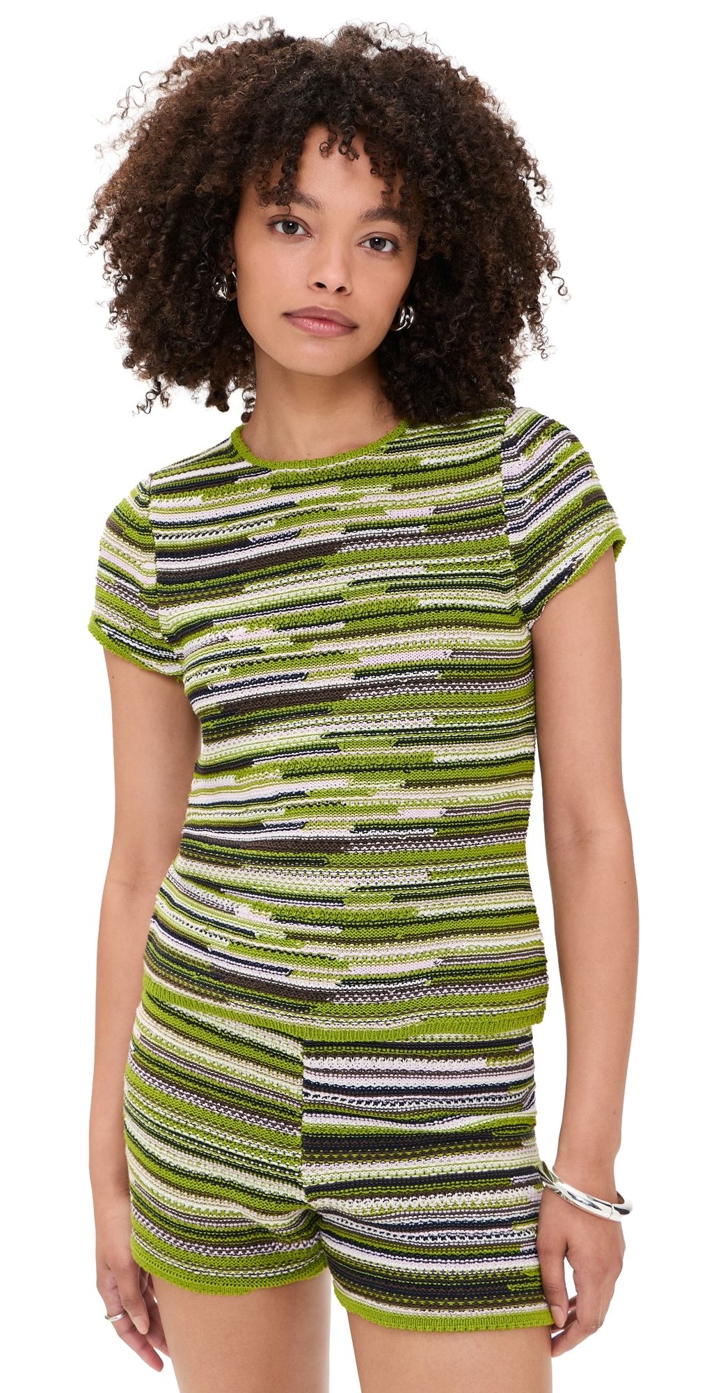 Proenza Schouler White Label Veya Knit Tee Apple Multi XL