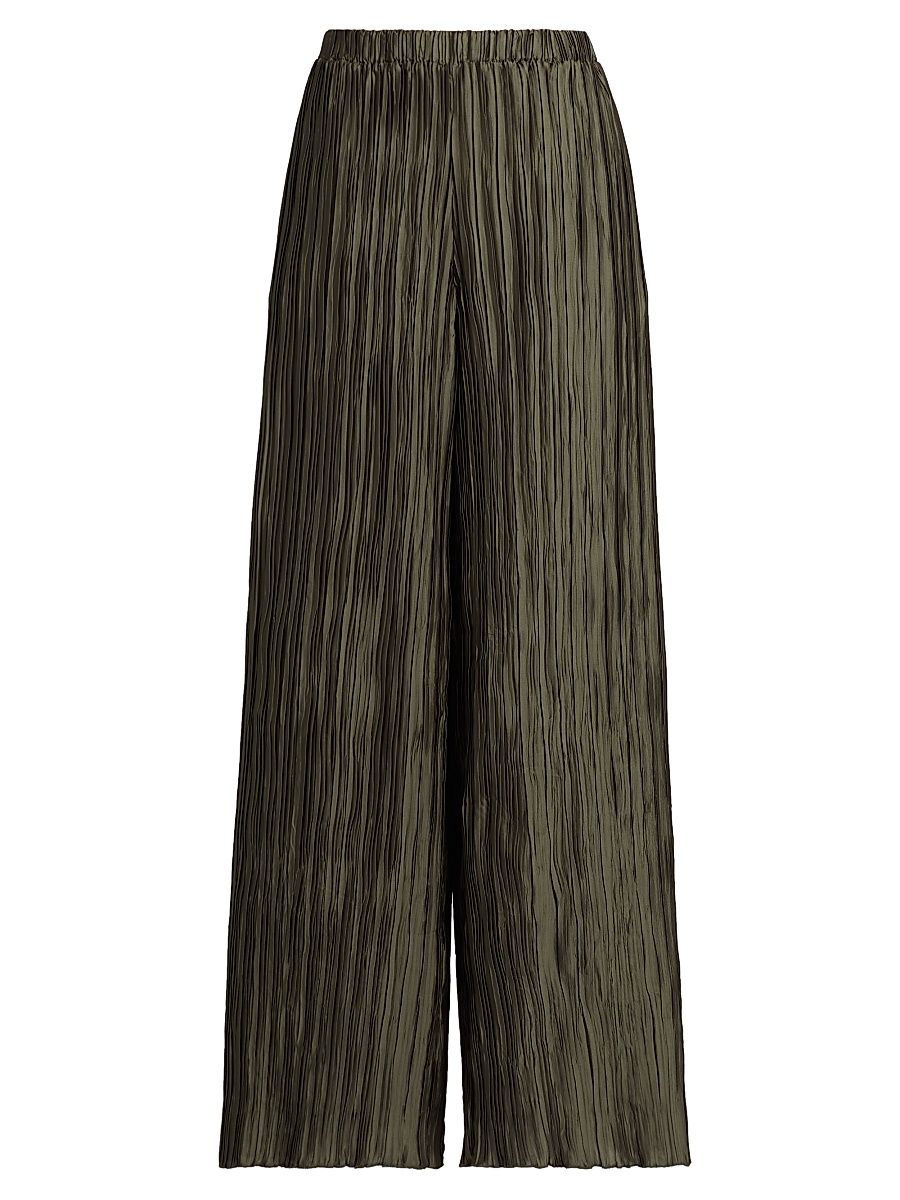 Women's Mandrake Plissé Wide-Leg Pants - Verde Pino - Size 6