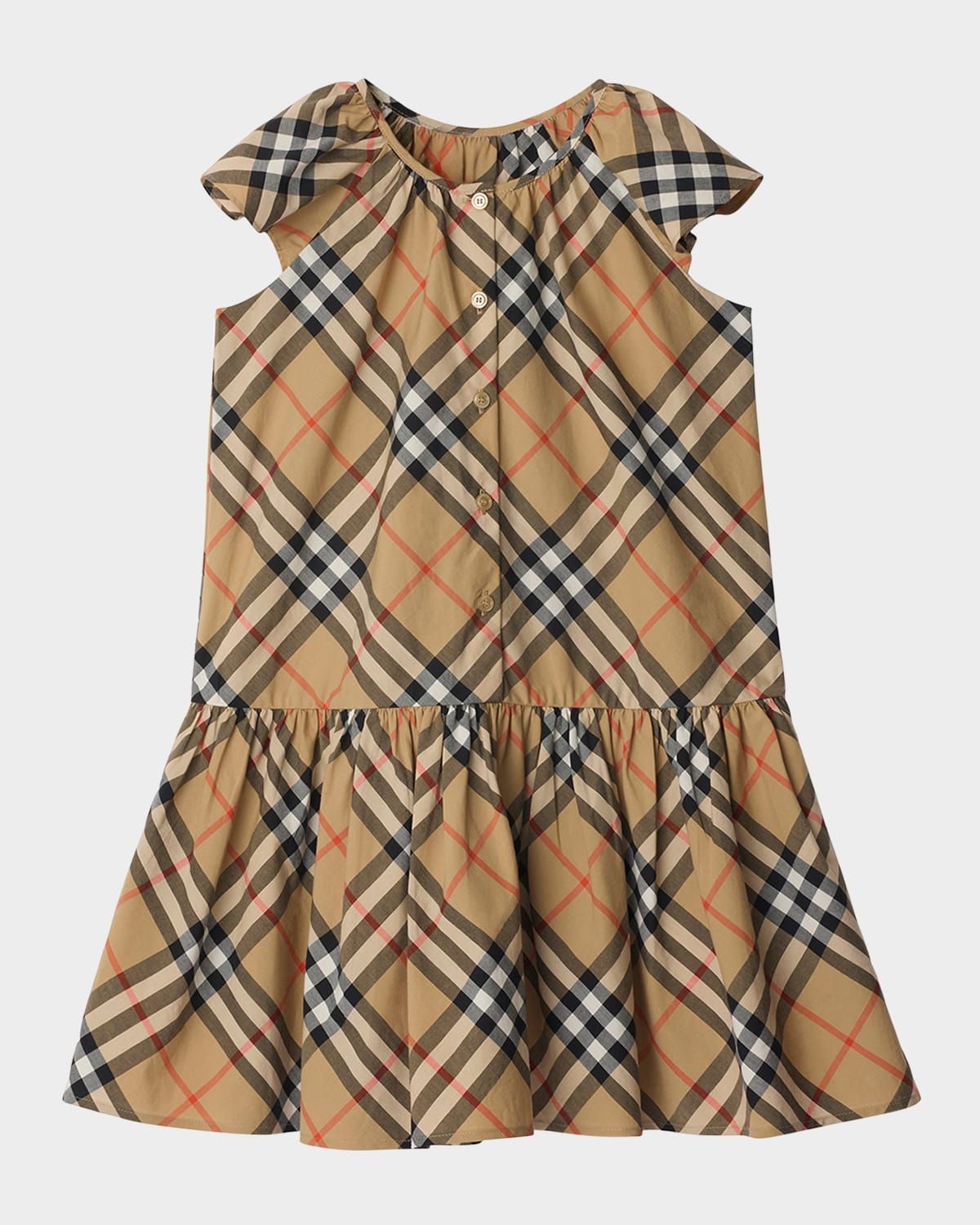 Girl & apos;s Talley Cotton Check Drop-Waist Dress