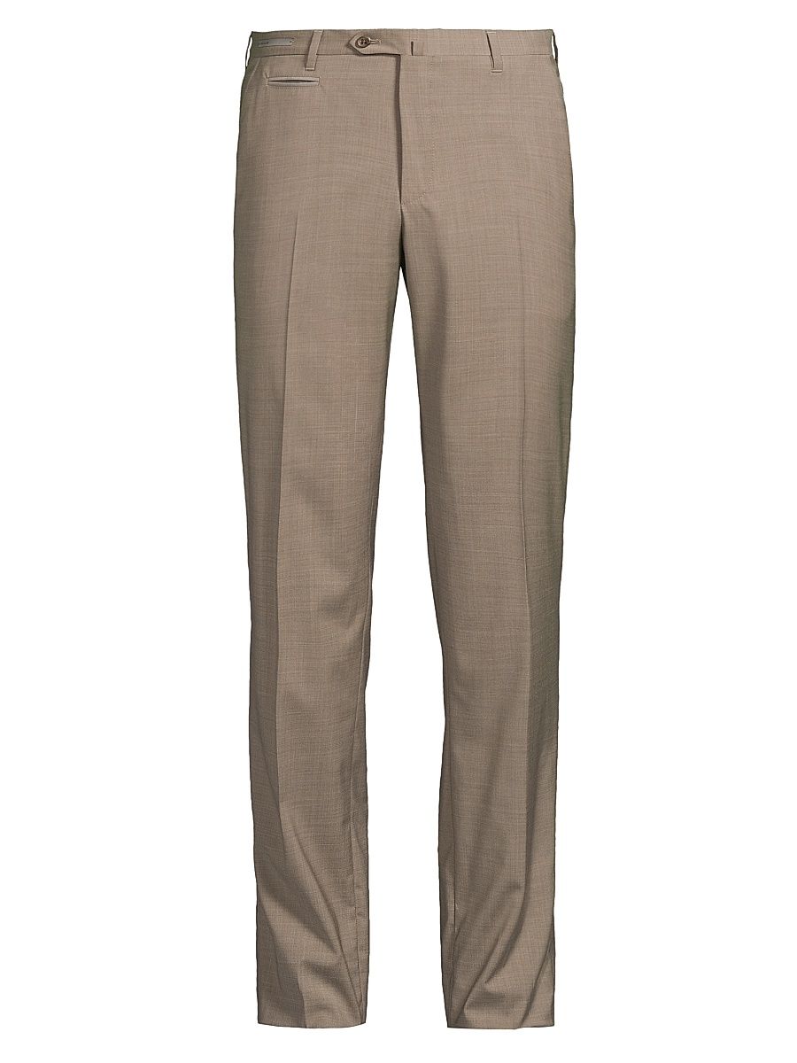Men's Stretch-Wool Trousers - Natural - Size 42