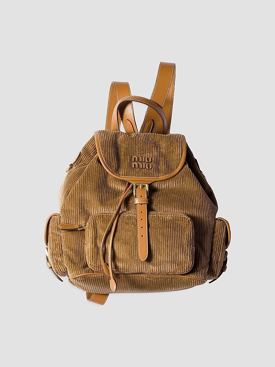 Miu Miu Women's Corduroy Backpack - Brown