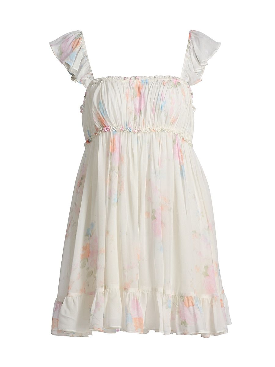 Women's Zanira Smocked A-Line Minidress - Candied Sugar - Size XXS