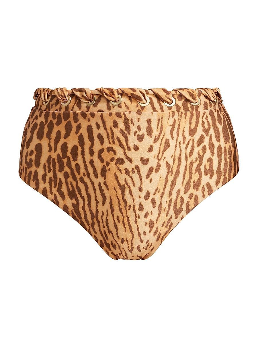 Women's Cascadian Leopard Print Bikini Bottom - Tan Leopard - Size 6