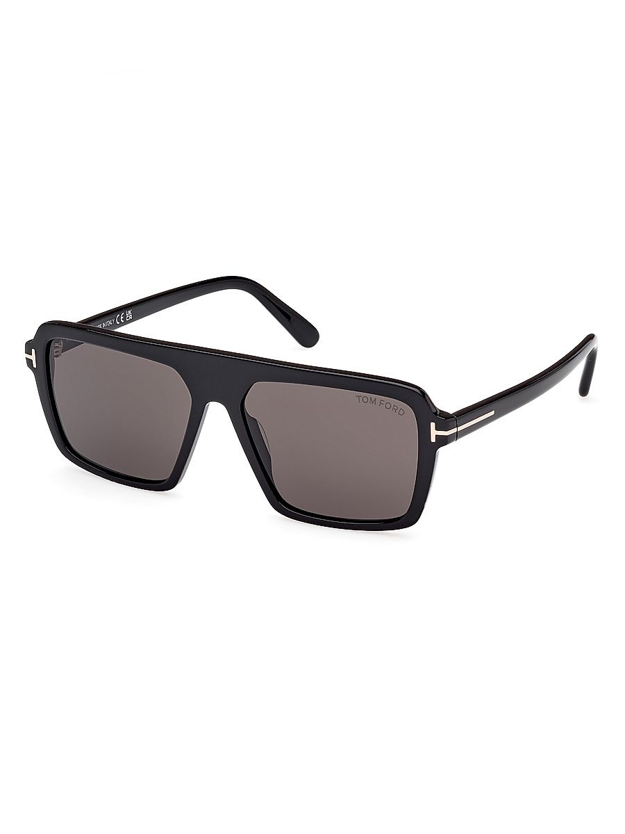 Men's Vincent 56MM Pilot Sunglasses - Black Black