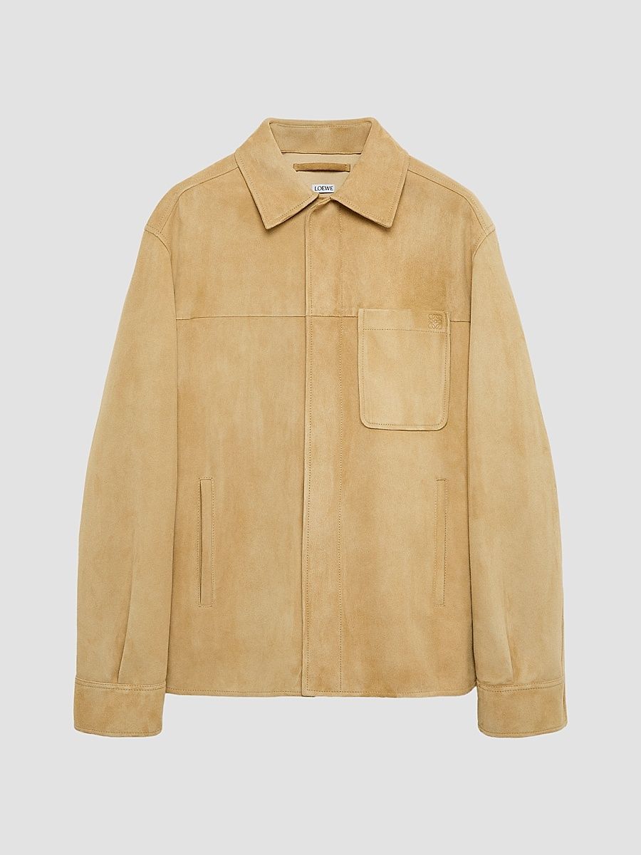 Men's Suede Overshirt - Beige - Size 48