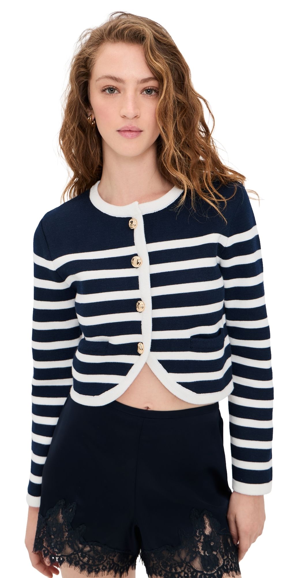 English Factory Stripe Cardigan Navy/Off White M