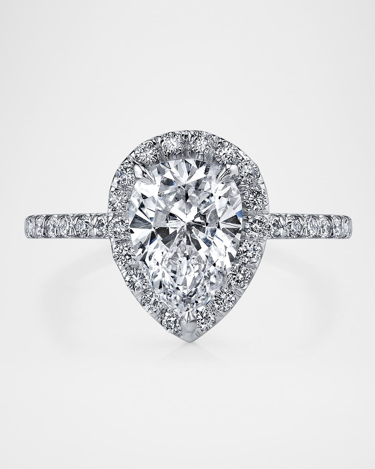 Platinum Pear Diamond Statement Ring, Size 6.5, 1.93tcw