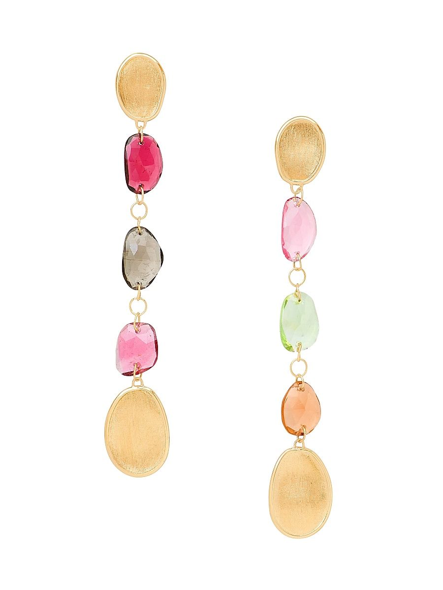 Women's Lunaria Color 18K Yellow Gold & Tourmaline Drop Earrings - Yellow Gold