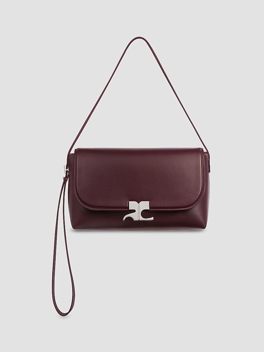 Courreges Women's Icotype Leather Shoulder Bag - Burgundy