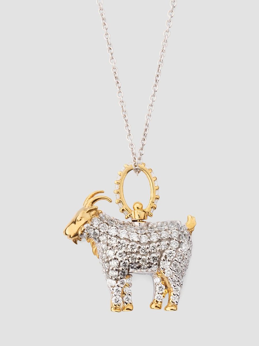 Roberto Coin Women's 18K Yellow Gold & 0.58 TCW Diamond Goat Pendant Necklace - White Yellow Gold