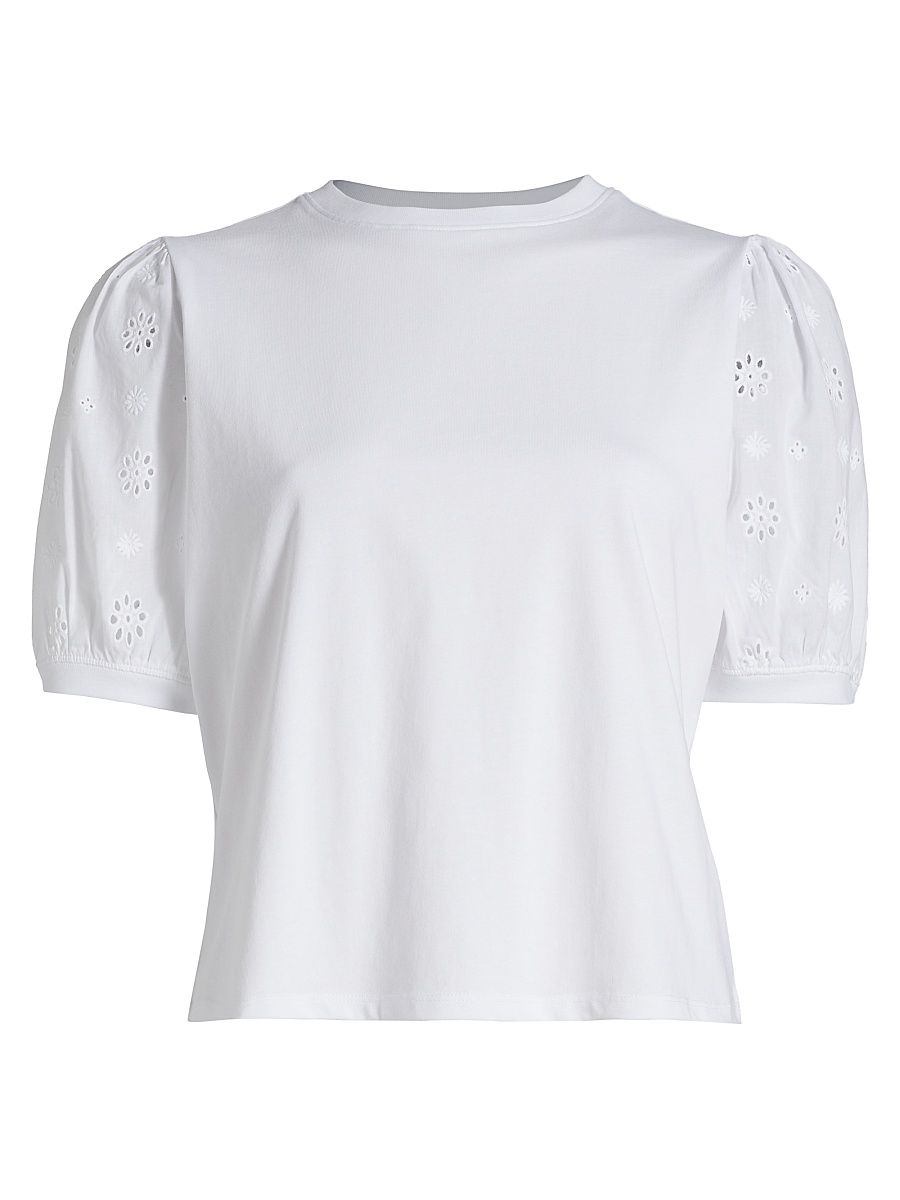Women's The Lace-Sleeve T-Shirt - White - Size Large