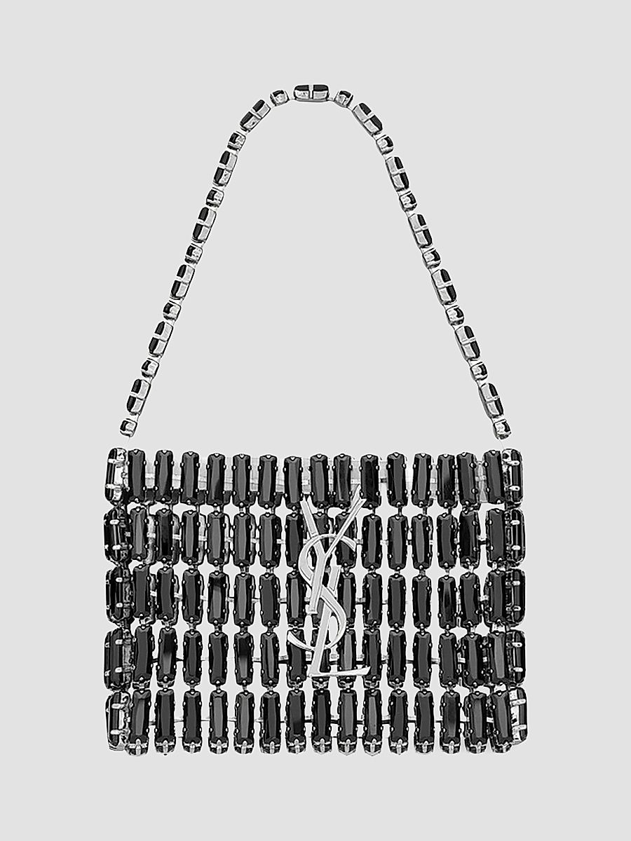Saint Laurent Women's Micro Evening Top Handle Bag in Crystals - Black