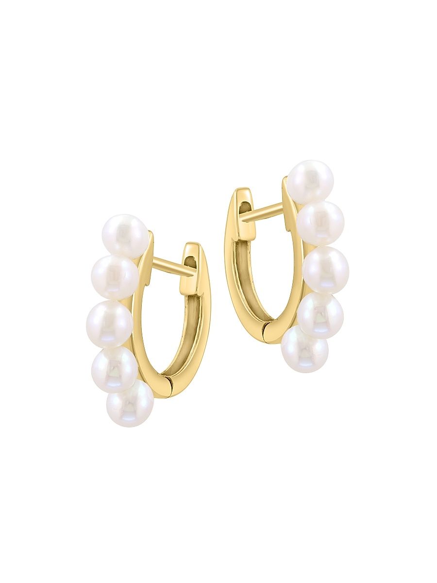 Women's 14K Yellow Gold & Cultured Freshwater Pearl Hoop Earrings - Yellow Gold