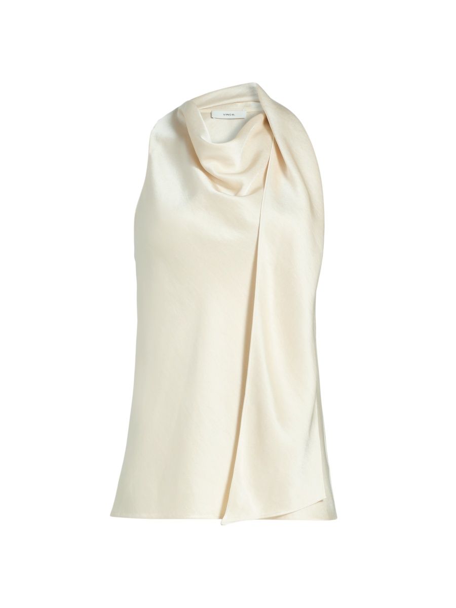 Vince Women's Satin Scarf Cowlneck Top - Bona - Size XS