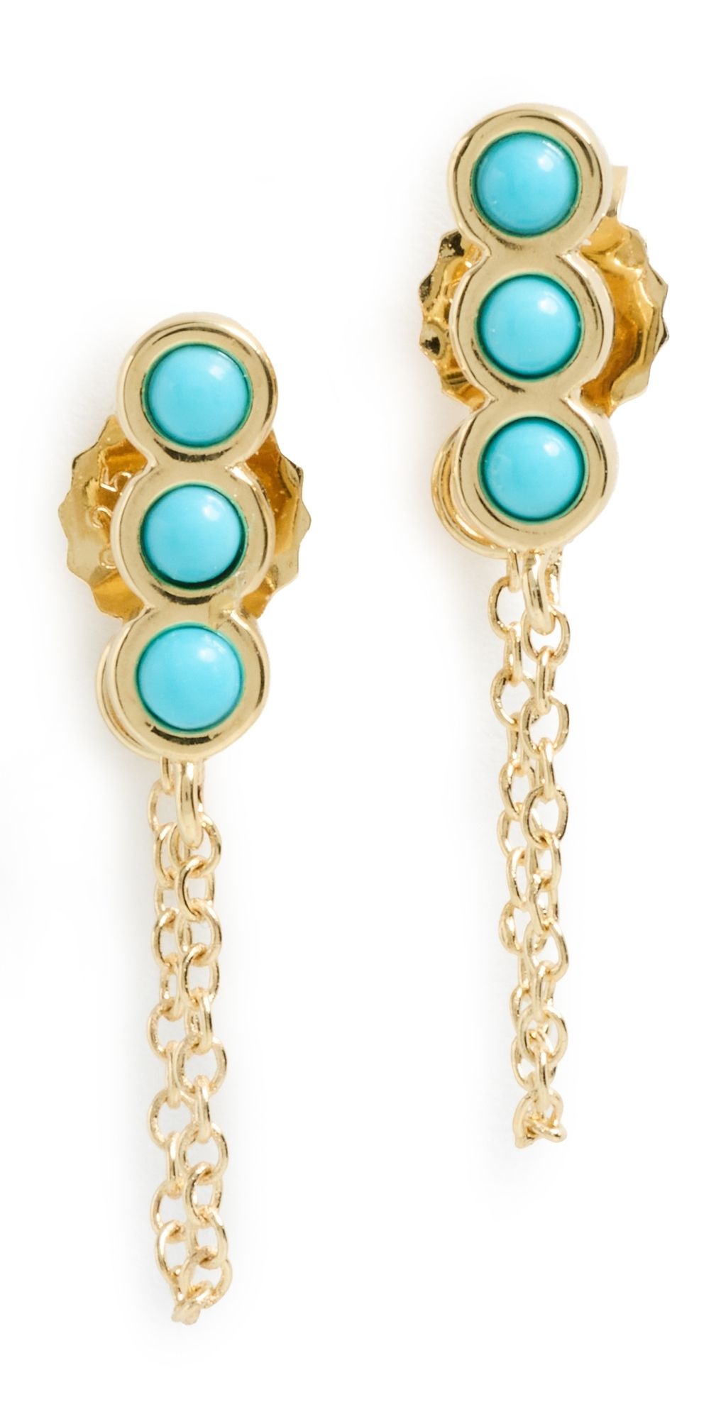 Madewell Demi Fine Triple Bezel Front Back Earrings Turquoise Multi One Size