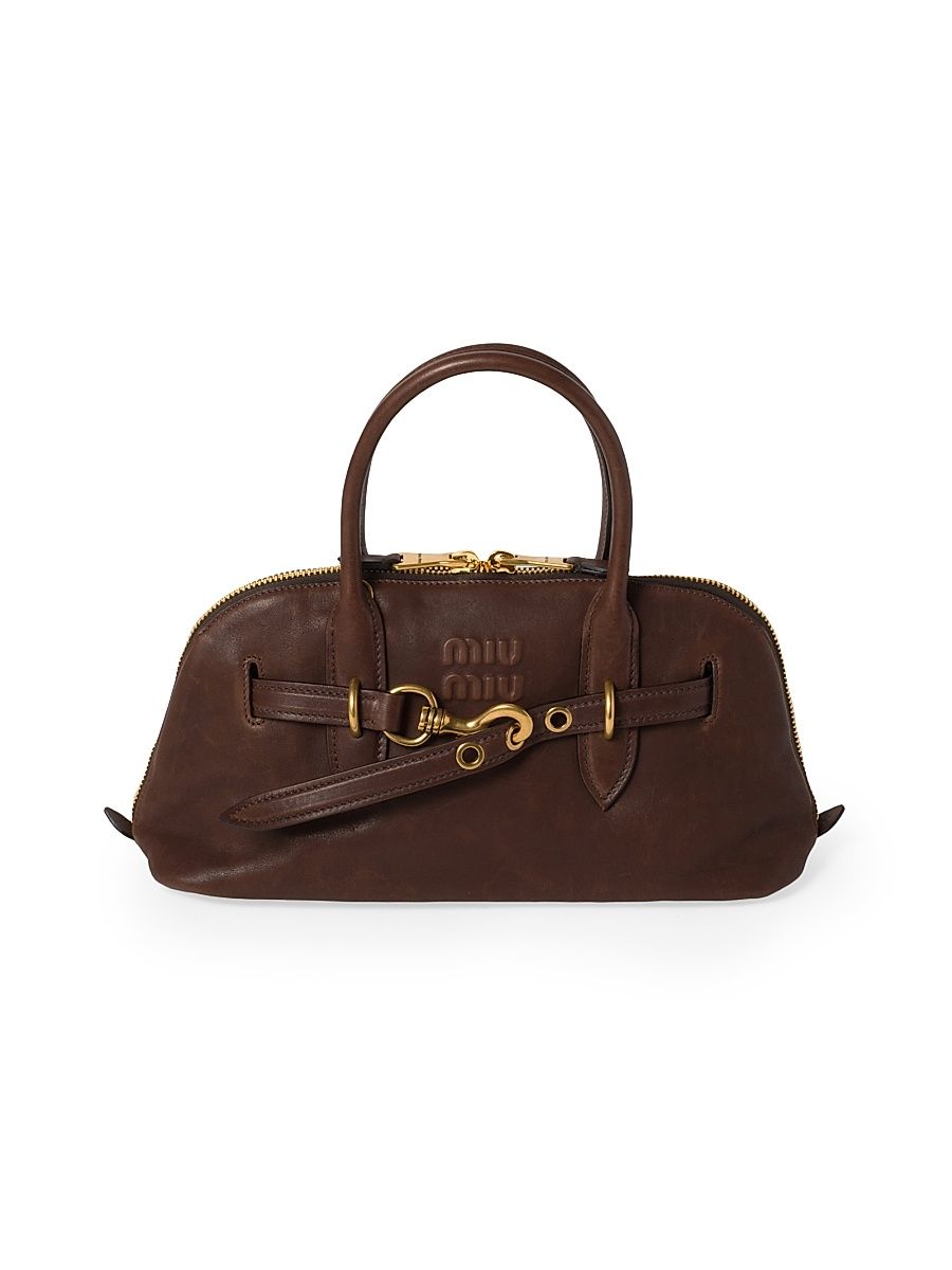 Women's Aventure Nappa Leather Top Handle Bag - Dark Brown