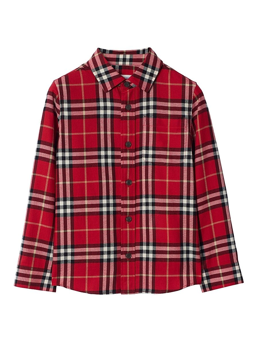 Little Boy's & Boy's Owen Check Flannel Button-Front Shirt - Poppy - Size 8