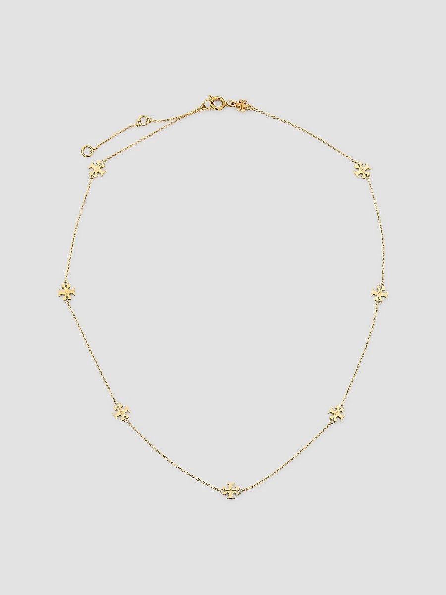 Tory Burch Women's Icon 18K-Gold-Plated Logo Station Necklace - Tory Gold