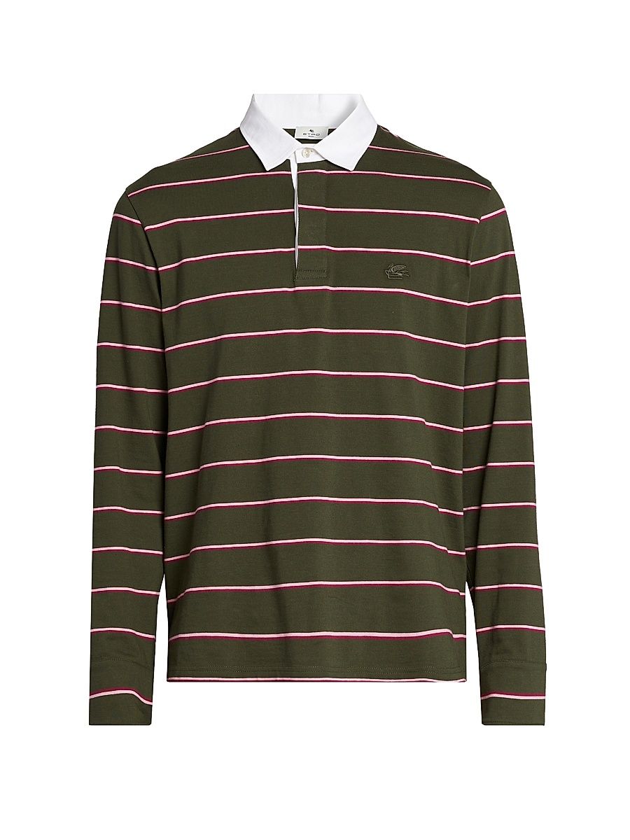 Men's Striped Cotton Rugby Shirt - Rigato Fondo Verde - Size XXL