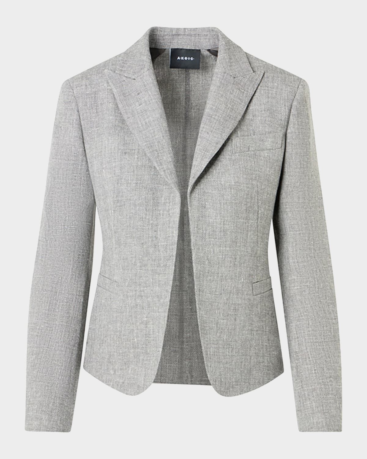 Deneuve Linen & Virgin Wool Open-Front Jacket
