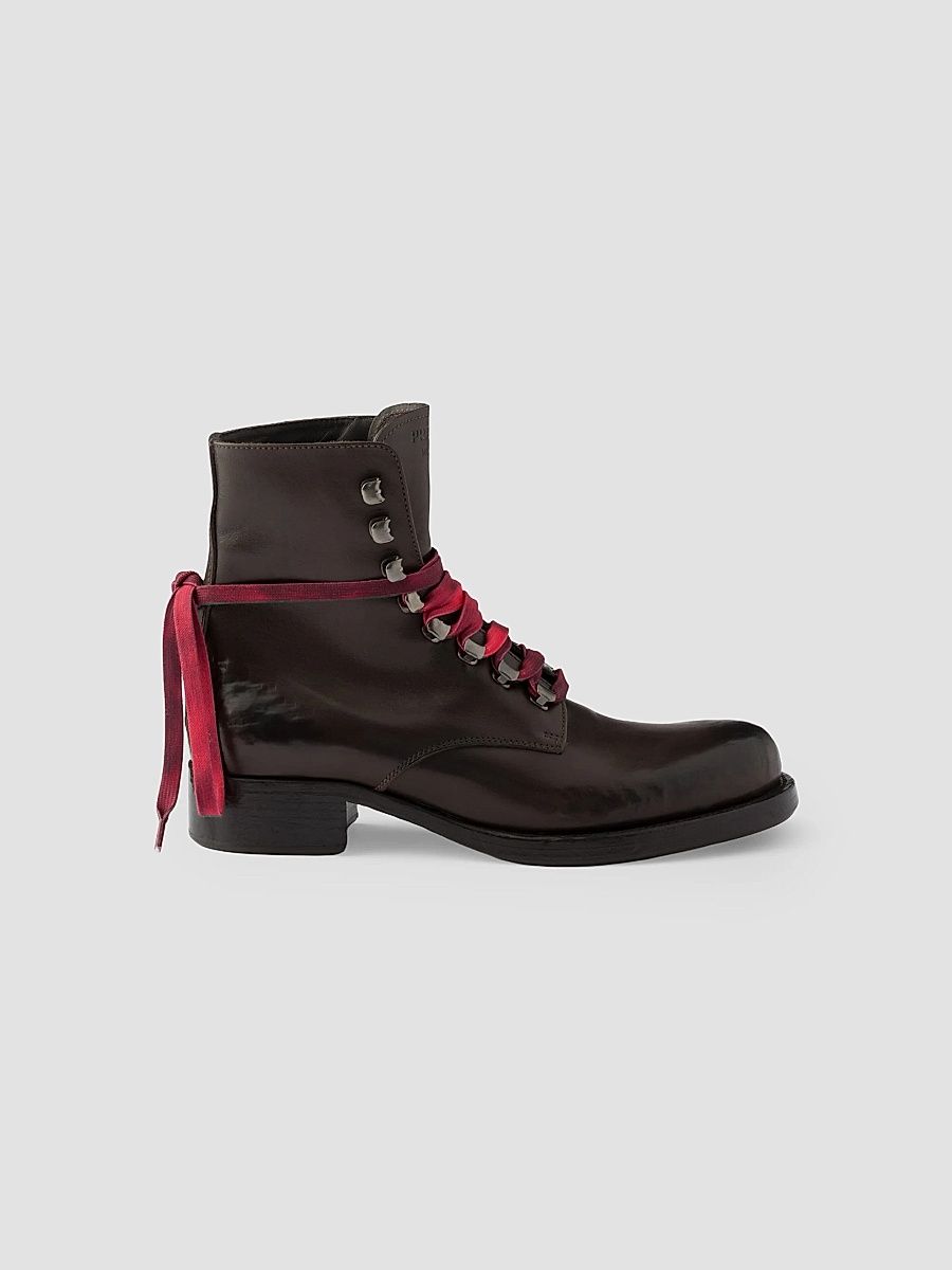Women's Leather Laced Booties - Brown - Size 12