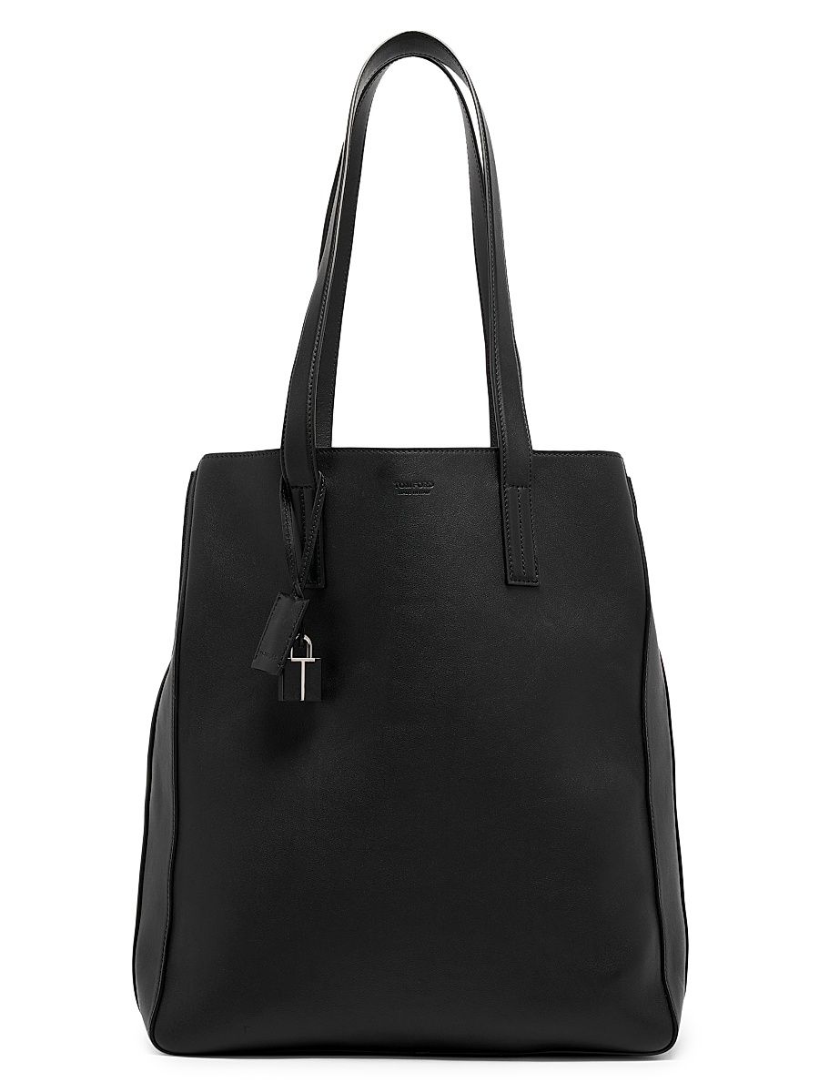 Women's North South Leather Tote Bag - Black