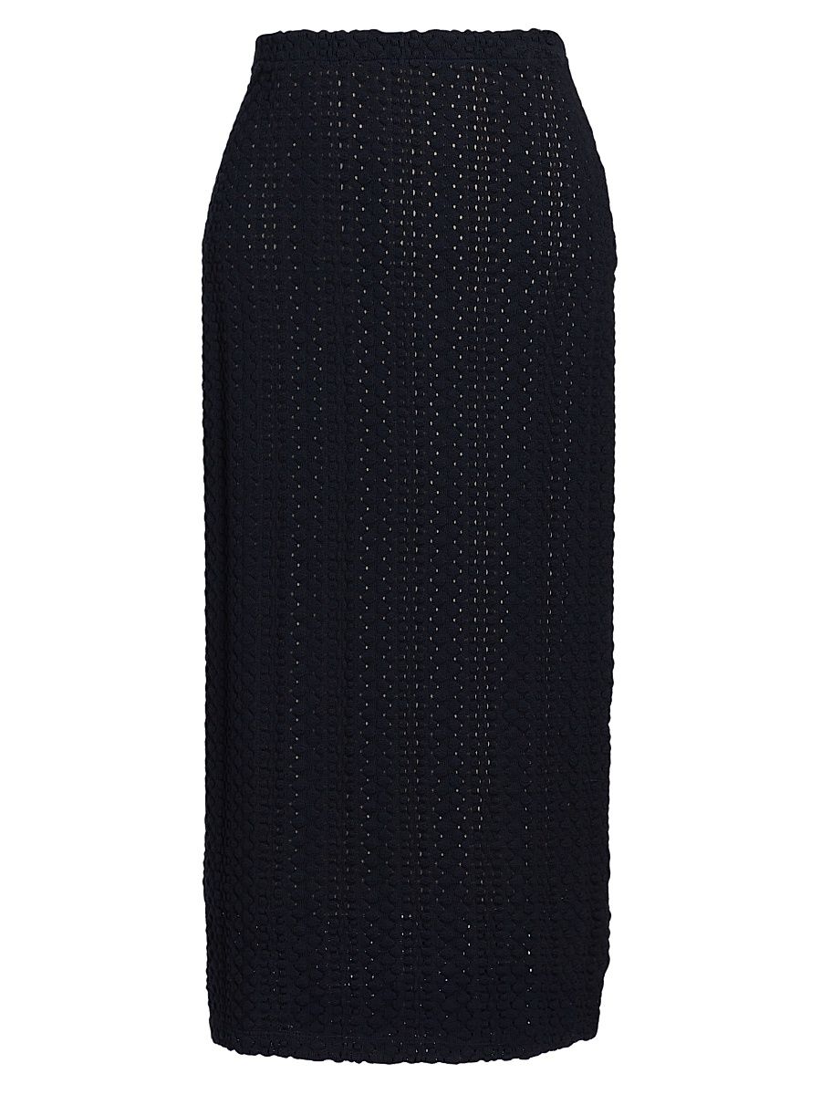 Women's Knit Eyelet Cotton Midi-Skirt - Coastal - Size XS