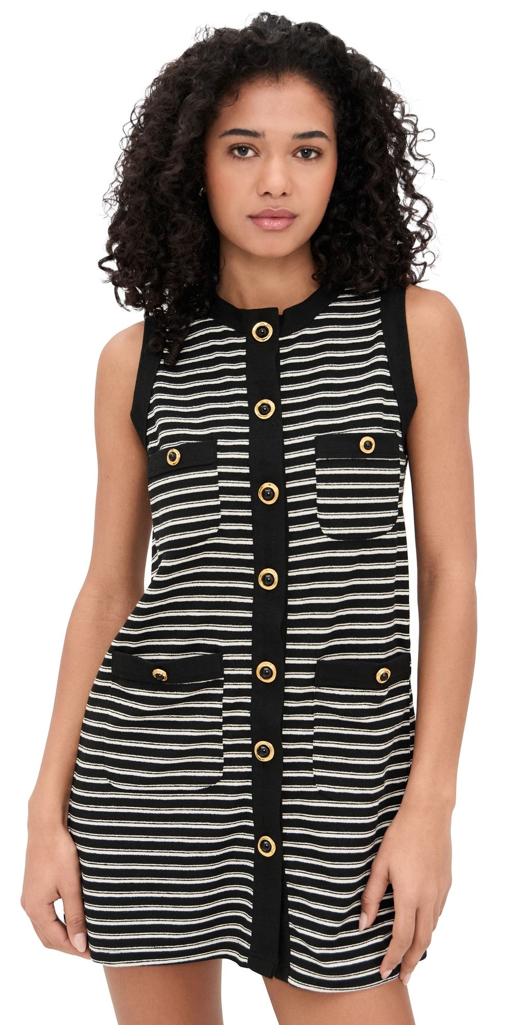 Bailey Rose Striped Mini Dress Black/White XS