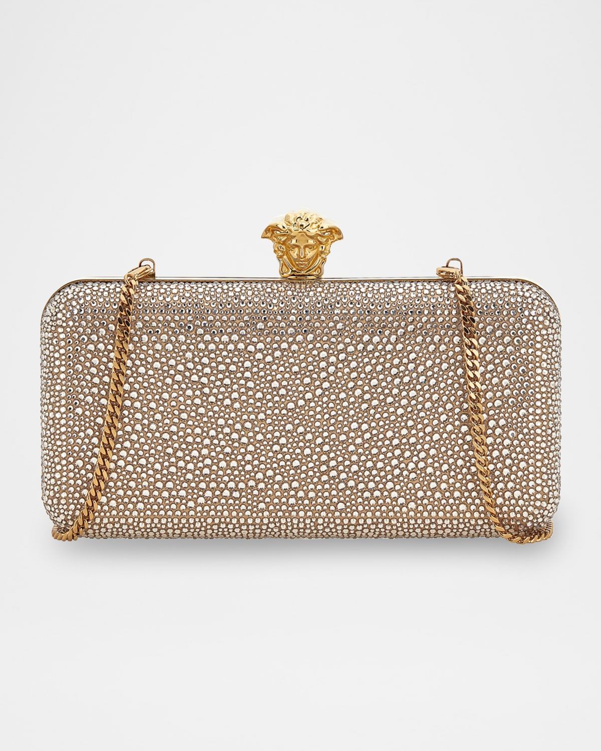 Crystal-Embellished Medusa Clutch Bag
