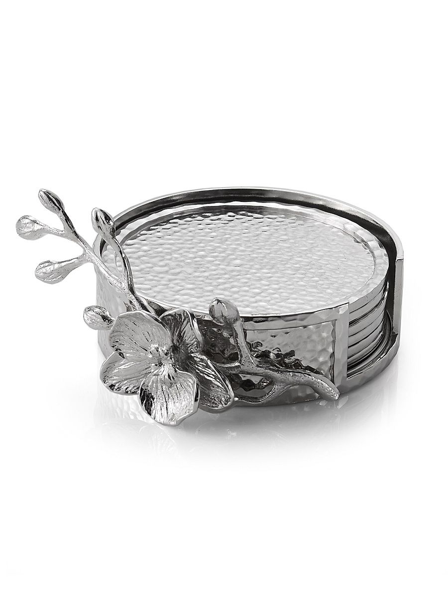 Six-Piece White Orchid Coaster