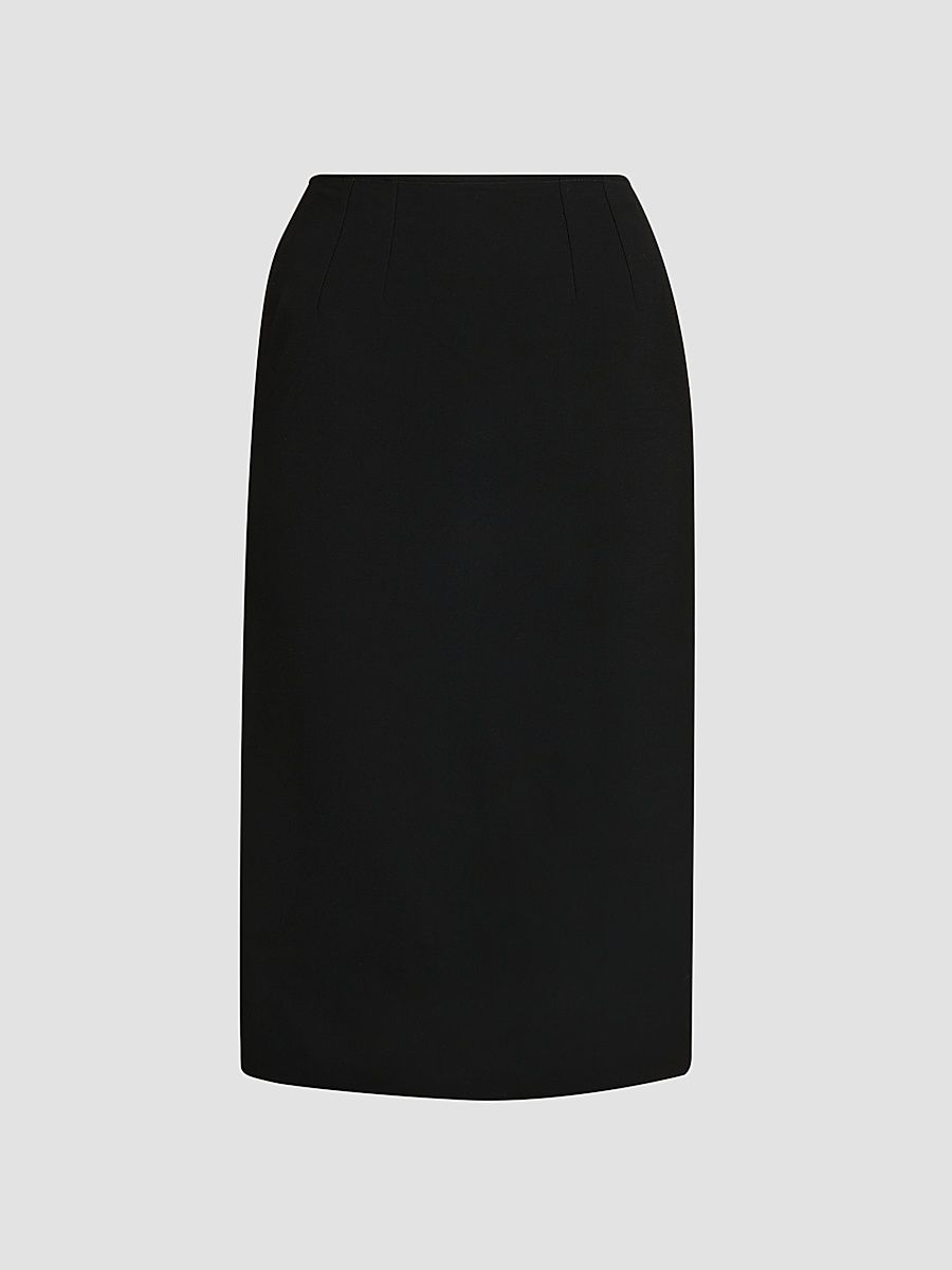 Women's Virgin Wool Pencil Midi-Skirt - Nero - Size 6