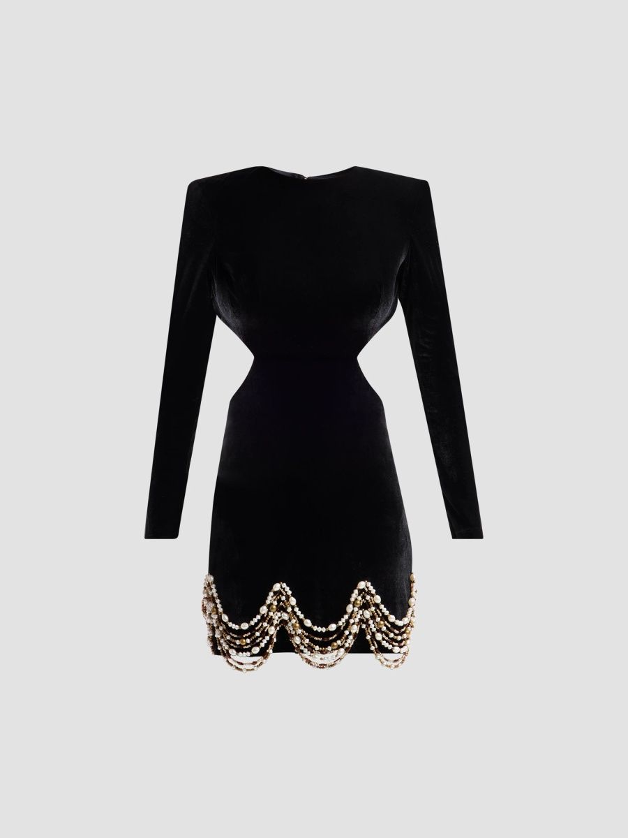 PatBO Women's Maria Velvet Embroidered Mini Dress - Black - Size 8