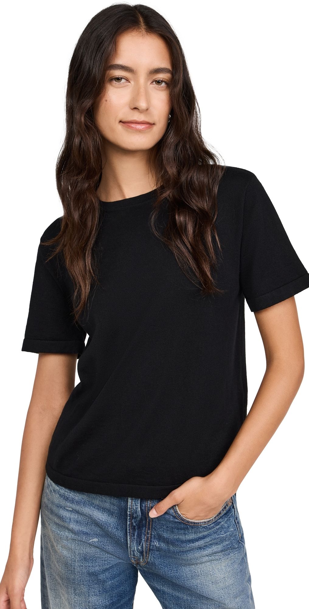RAILS Cotton Cashmere Short Sleeve Crew Tee Black XS