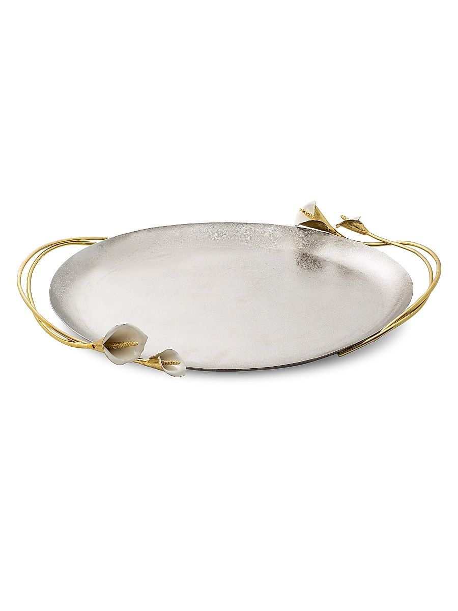 Calla Lily Oval Tray - Silver
