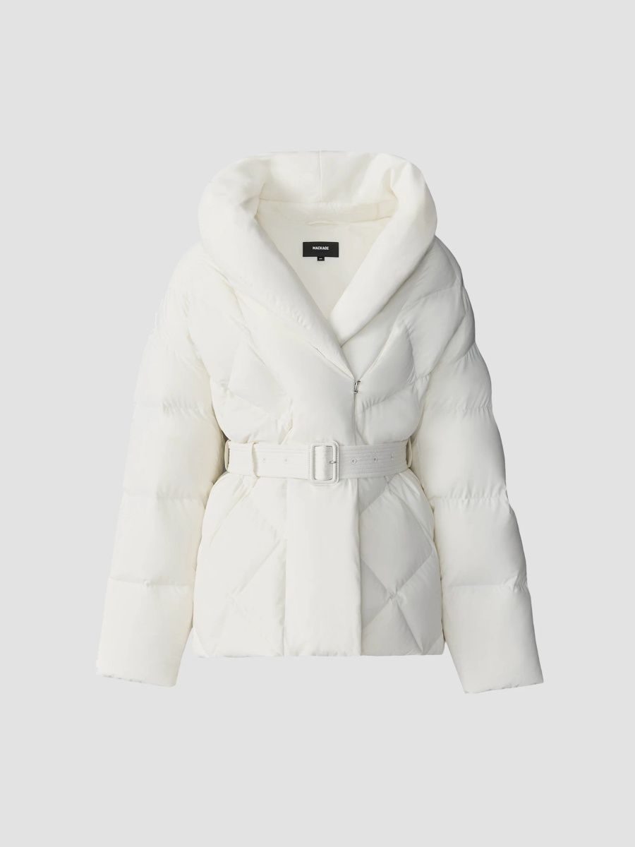 Mackage Women's Olive Down Belted Jacket - Cream - Size XXL