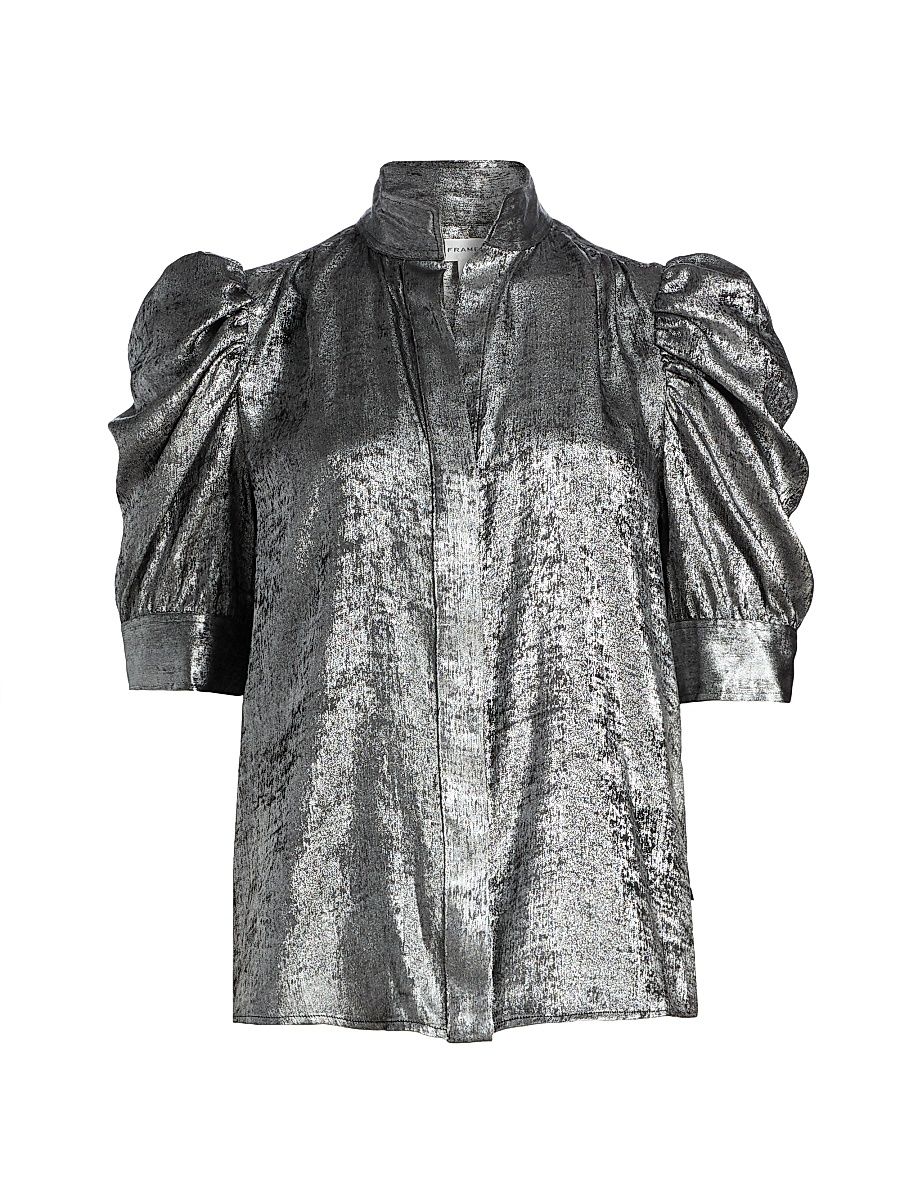 Women's The Shiny Gillian Blouse - Gunmetal - Size XL