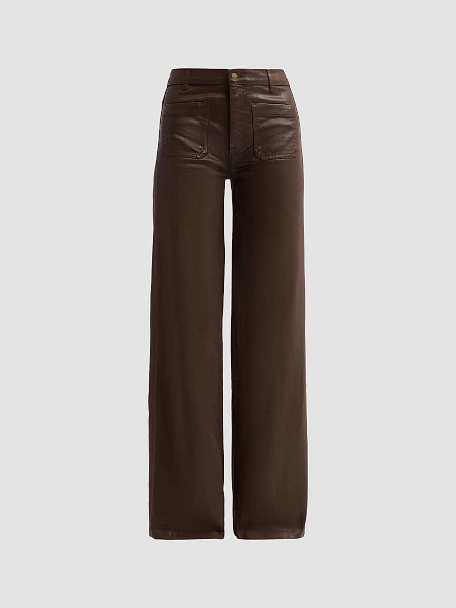 Women's Cleo Coated Wide-Leg Jeans - Heritage Brown - Size 32