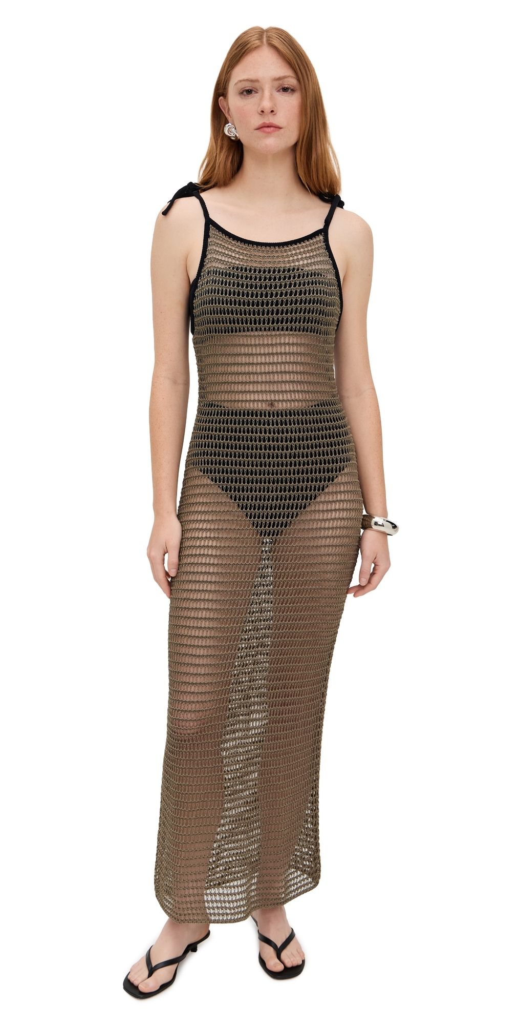 STAUD Vinta Dress THYME/BLACK M