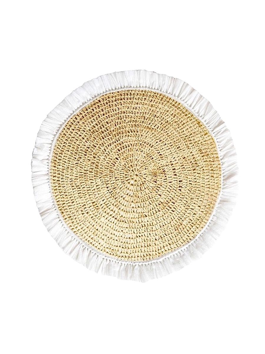 Woven Rattan Fringe Placemats, Set of 4 - White