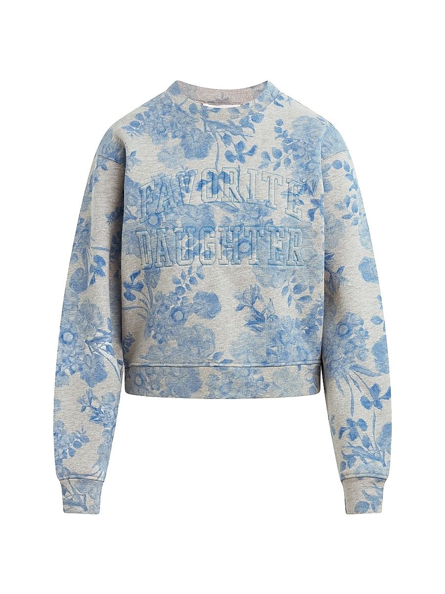 Women's The Collegiate Embossed-Logo Sweatshirt - Distress Floral Print - Size XL