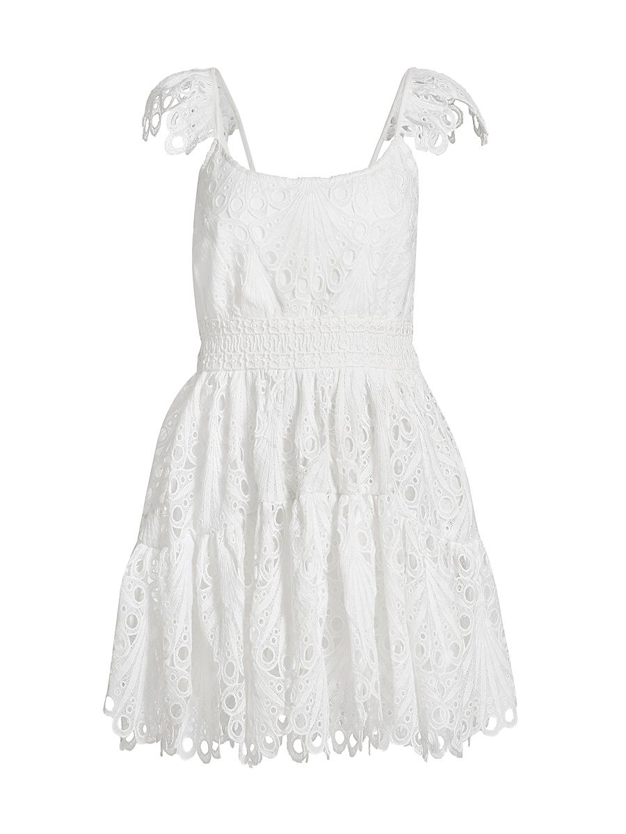 Women's Charlotte Eyelet Scallop Minidress - Ivory - Size XL