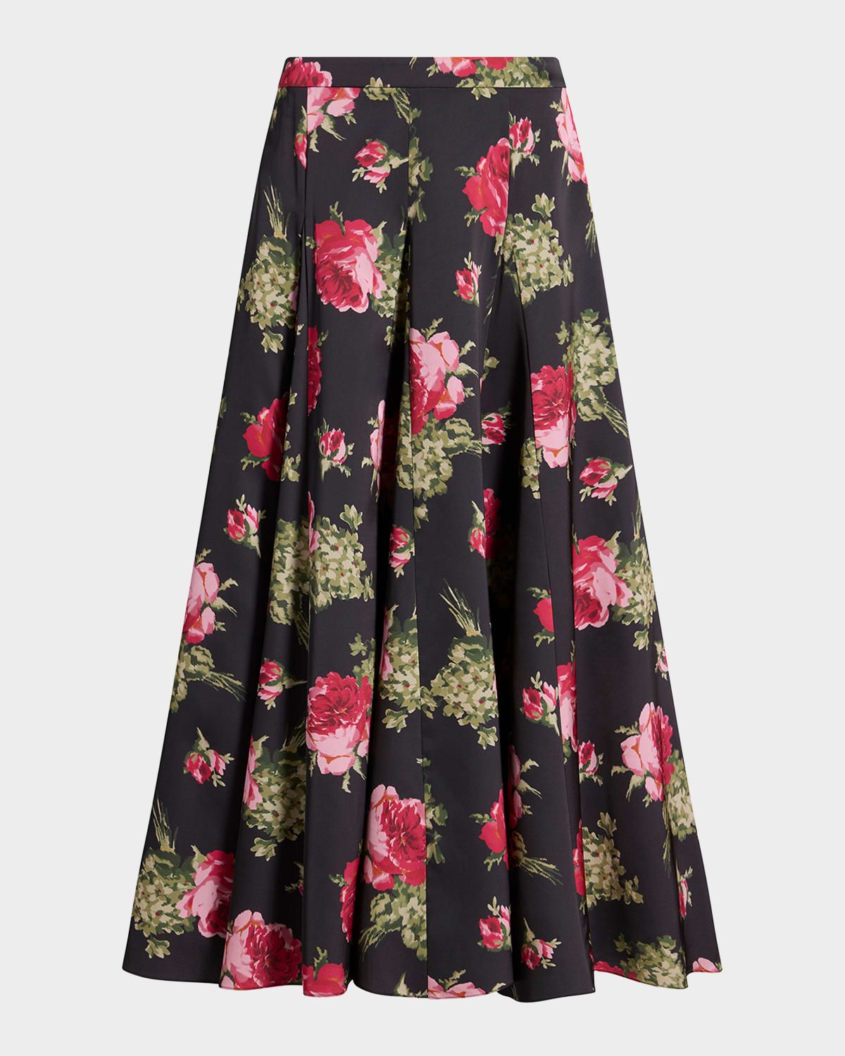 Baroque Roses Hilda Satin Midi Skirt